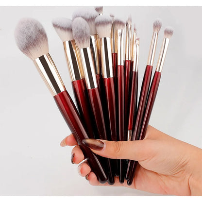15 Professional Makeup Brushes Solid Wood Handle Aluminum Tube Makeup Brush Set Soft Multi-functional Beauty Tool
