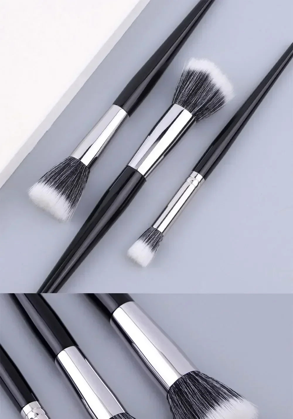 Pointillator brush Blush brush Pure wool flat head Cangzhou makeup brush Soft bristle wooden handle Beauty tool