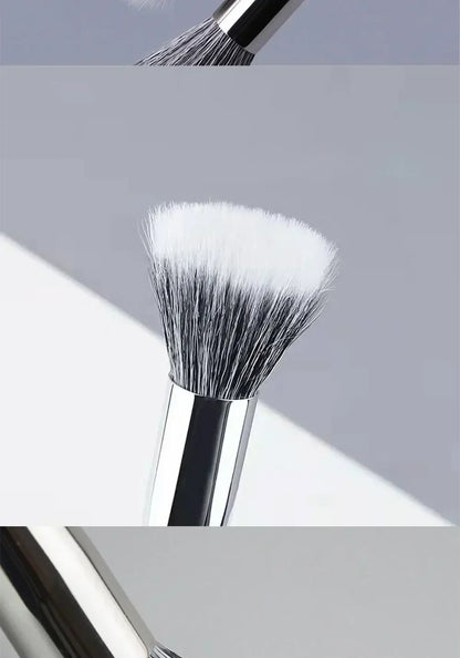 Pointillator brush Blush brush Pure wool flat head Cangzhou makeup brush Soft bristle wooden handle Beauty tool