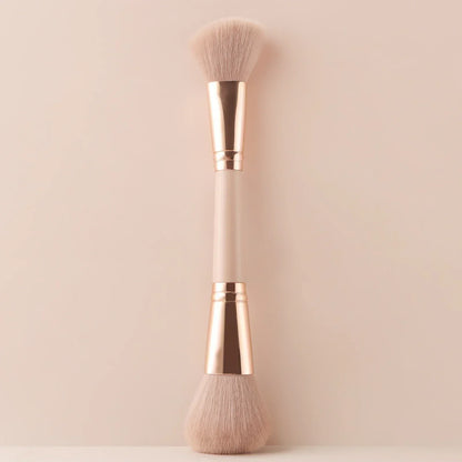 Single Dual-Ended Beauty Brush, Round Blush Brush + Large Powder Brush Soft Bristle Facial Makeup Tool