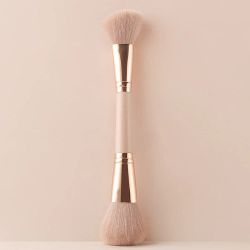 Single Dual-Ended Beauty Brush, Round Blush Brush + Large Powder Brush Soft Bristle Facial Makeup Tool