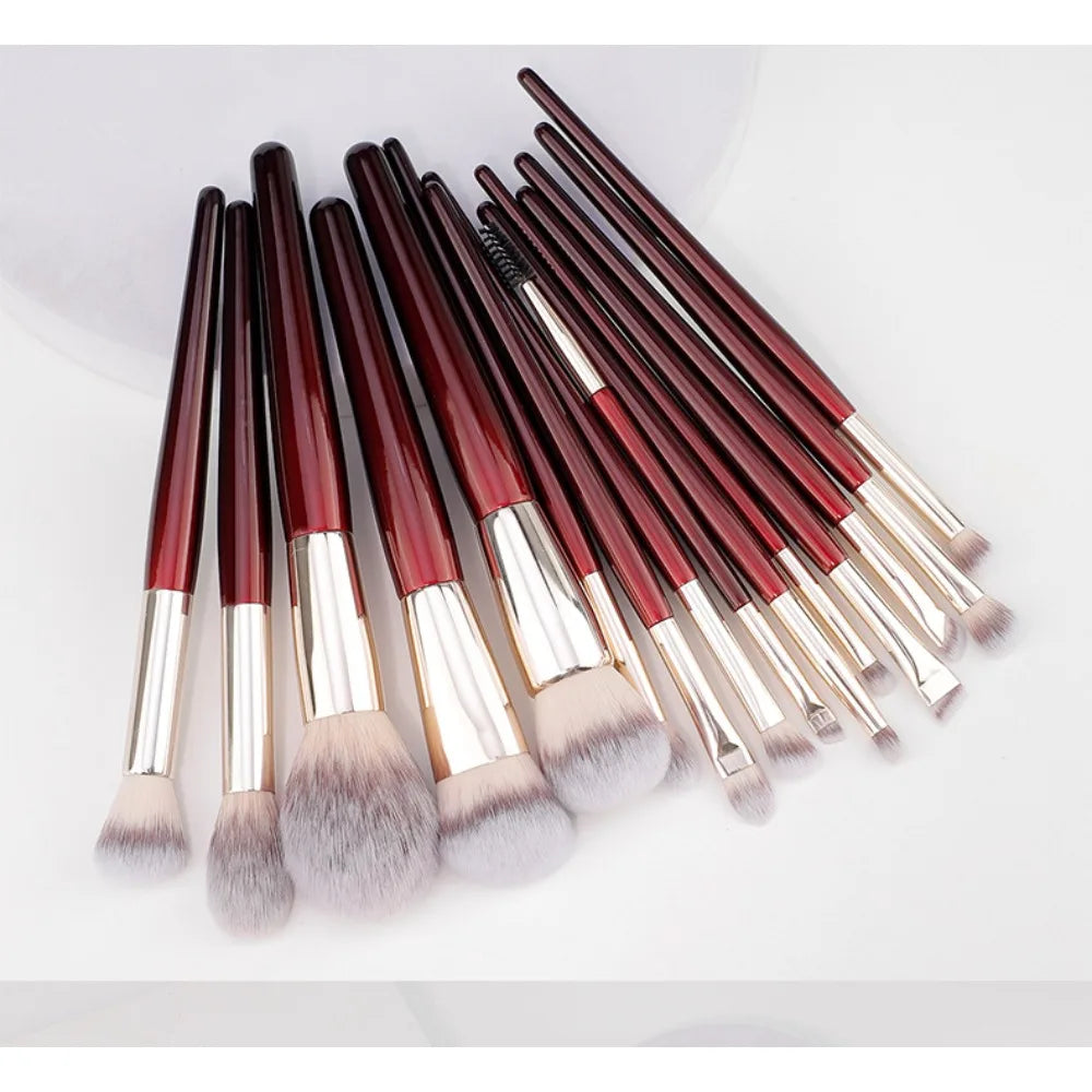 15 Professional Makeup Brushes Solid Wood Handle Aluminum Tube Makeup Brush Set Soft Multi-functional Beauty Tool