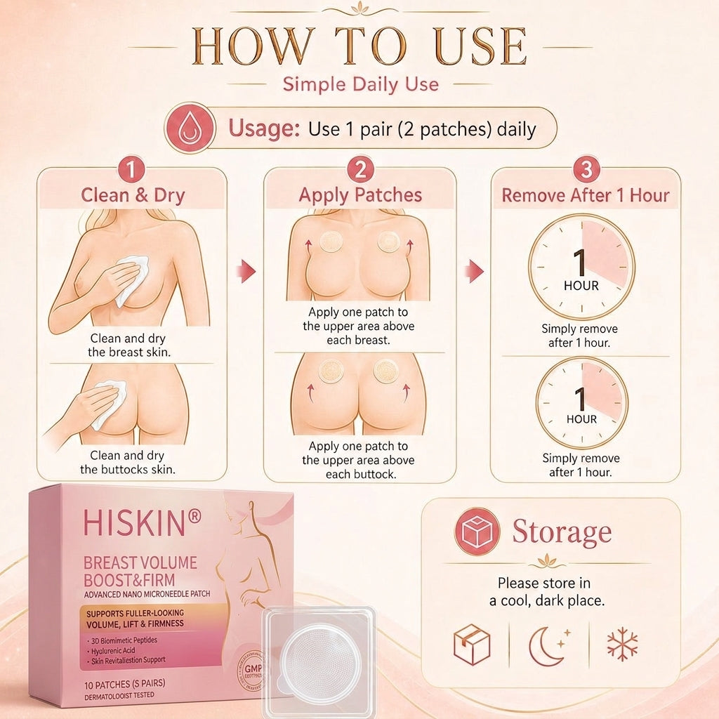 ✨【バストケア新革命】HISKIN® ナノニードル パッチ｜貼るだけ集中アプローチ！ハリ＆ボリューム感UP💃